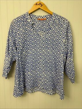 Oliphant Long Sleeve Cotton Popover Top Women Size Small